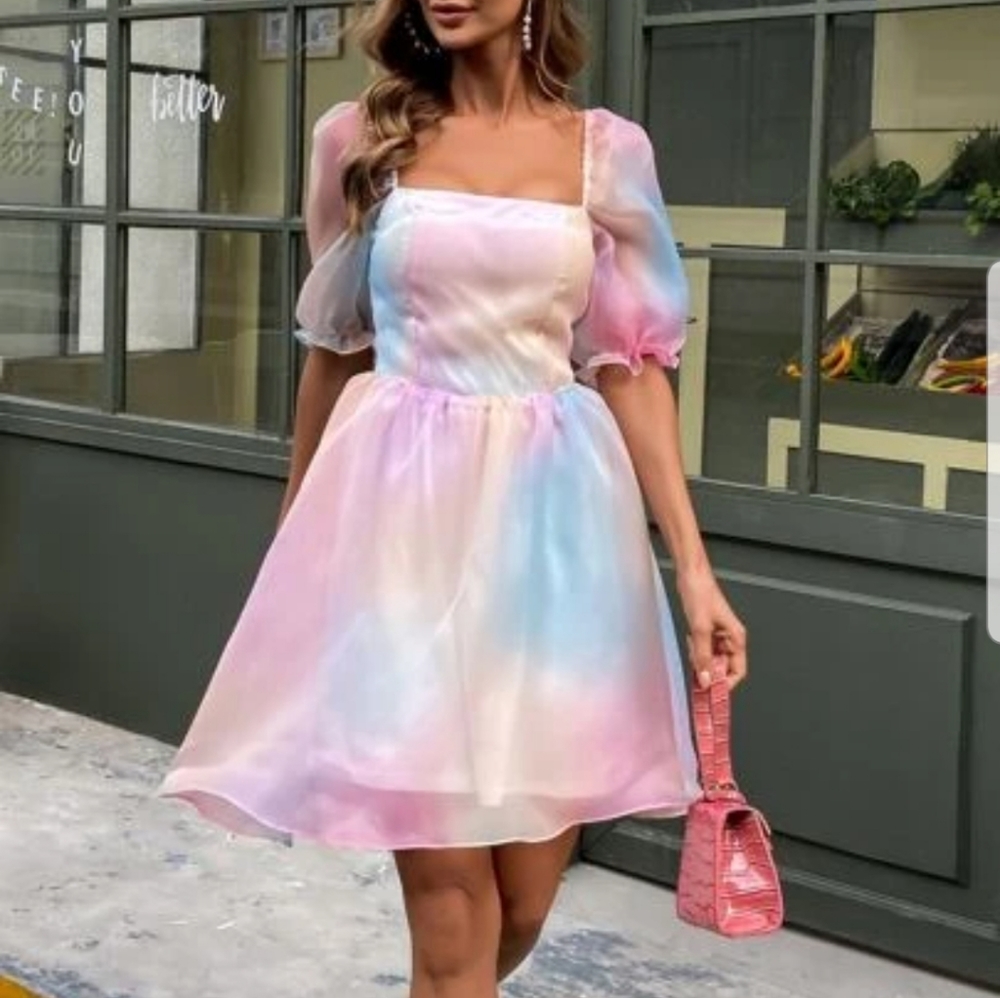 Pastel Rainbow Dress by Shein